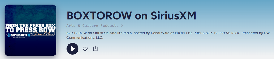 BOX TO ROW ON SIRIUS XM